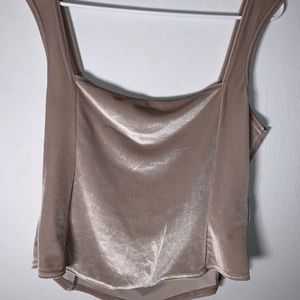 Champagne velvet cropped top
